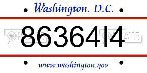 86364I4 District Of Columbia License Plate