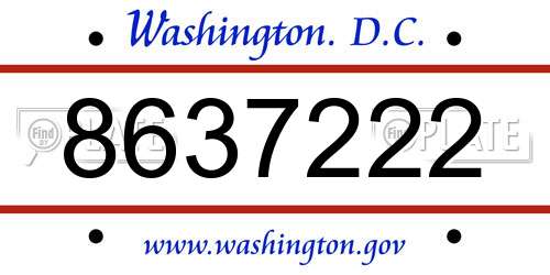 8637222 District Of Columbia License Plate