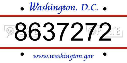 8637272 District Of Columbia License Plate