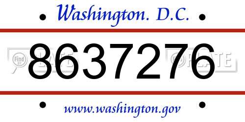 8637276 District Of Columbia License Plate