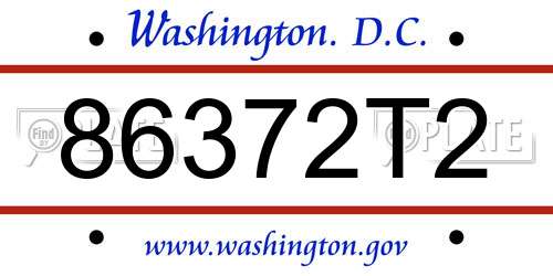 86372T2 District Of Columbia License Plate