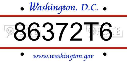 86372T6 District Of Columbia License Plate