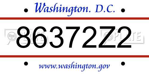 86372Z2 District Of Columbia License Plate