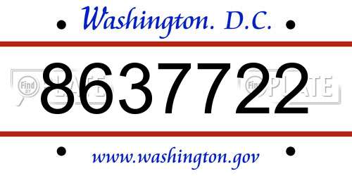 8637722 District Of Columbia License Plate