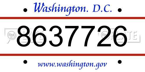 8637726 District Of Columbia License Plate