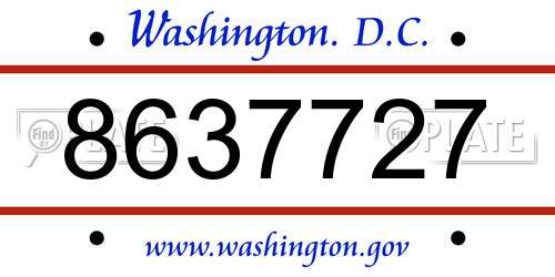8637727 District Of Columbia License Plate