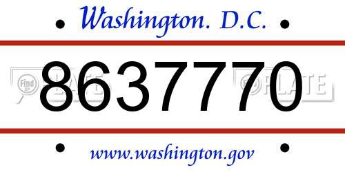 8637770 District Of Columbia License Plate