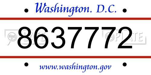 8637772 District Of Columbia License Plate