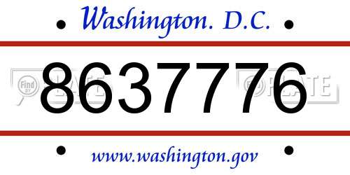 8637776 District Of Columbia License Plate