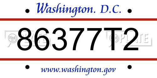 86377T2 District Of Columbia License Plate