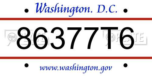 86377T6 District Of Columbia License Plate