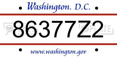 86377Z2 District Of Columbia License Plate