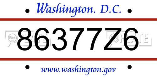 86377Z6 District Of Columbia License Plate