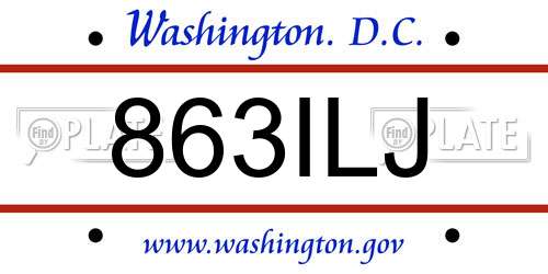 863ILJ District Of Columbia License Plate