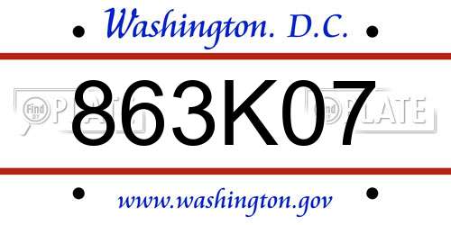 863K07 District Of Columbia License Plate