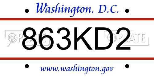 863KD2 District Of Columbia License Plate