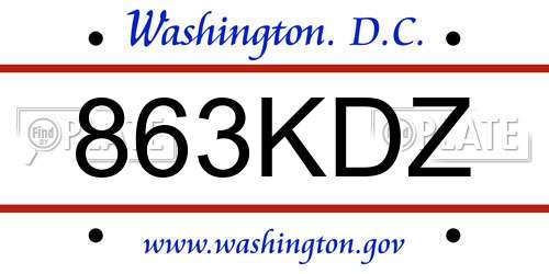 863KDZ District Of Columbia License Plate