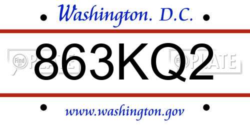 863KQ2 District Of Columbia License Plate