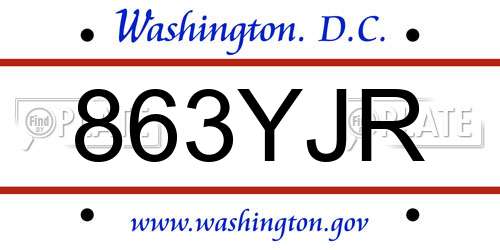 863YJR District Of Columbia License Plate