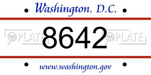 8642 District Of Columbia License Plate