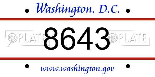 8643 District Of Columbia License Plate