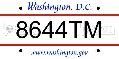 8644TM District Of Columbia License Plate