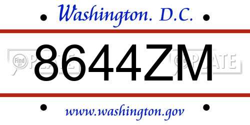 8644ZM District Of Columbia License Plate