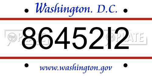 86452I2 District Of Columbia License Plate