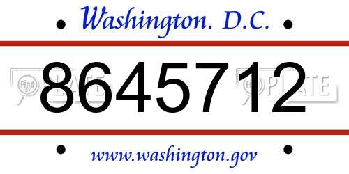 8645712 District Of Columbia License Plate