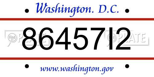 86457I2 District Of Columbia License Plate