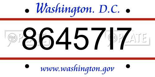 86457I7 District Of Columbia License Plate