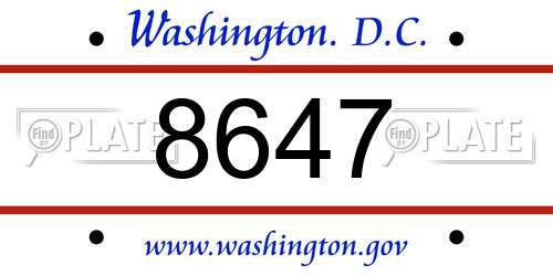 8647 District Of Columbia License Plate