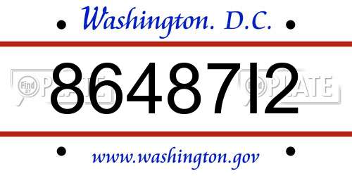 86487I2 District Of Columbia License Plate