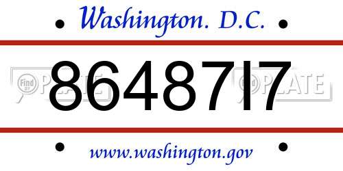 86487I7 District Of Columbia License Plate