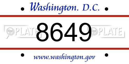 8649 District Of Columbia License Plate