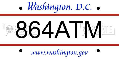 864ATM District Of Columbia License Plate