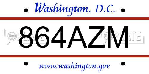 864AZM District Of Columbia License Plate