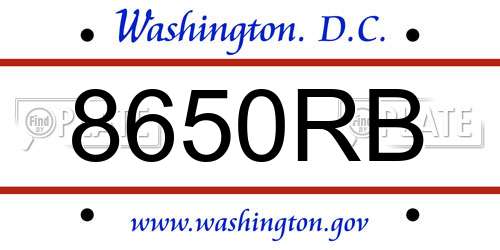 8650RB District Of Columbia License Plate