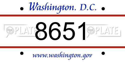 8651 District Of Columbia License Plate