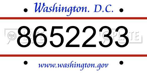 8652233 District Of Columbia License Plate