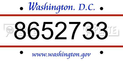 8652733 District Of Columbia License Plate