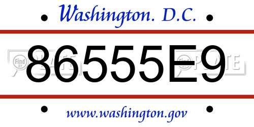 86555E9 District Of Columbia License Plate