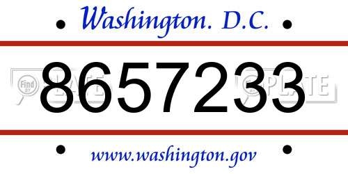 8657233 District Of Columbia License Plate