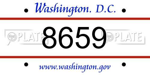 8659 District Of Columbia License Plate