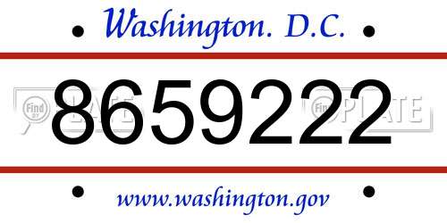 8659222 District Of Columbia License Plate