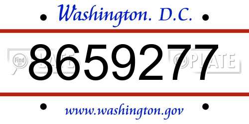 8659277 District Of Columbia License Plate