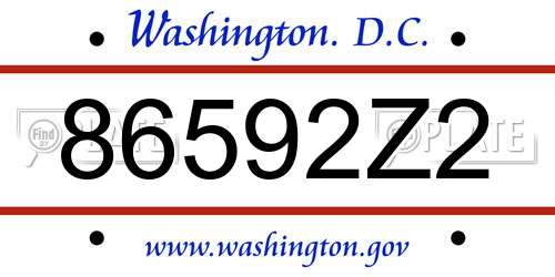 86592Z2 District Of Columbia License Plate