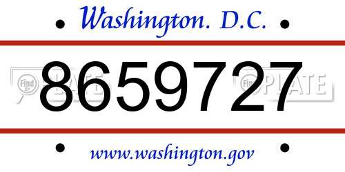 8659727 District Of Columbia License Plate