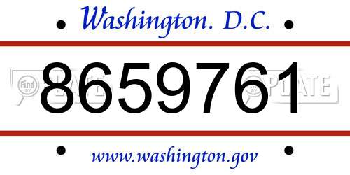 8659761 District Of Columbia License Plate