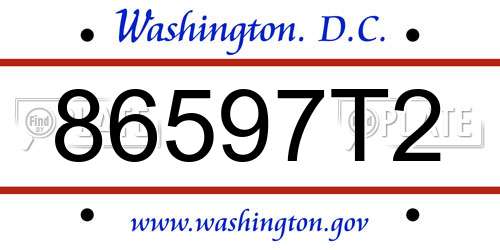 86597T2 District Of Columbia License Plate